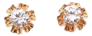 14 Karat Yellow Gold Button Diamond Earrings