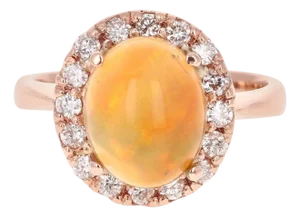2.86 Carat Opal Diamond 14 Karat Rose Gold Cocktail Ring, Size 7
