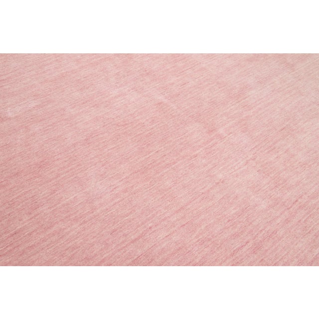 Textile Room-Size Modern Minimalist Hand-Loomed Gabbeh Wool Rug in Pink For Sale - Image 7 of 10