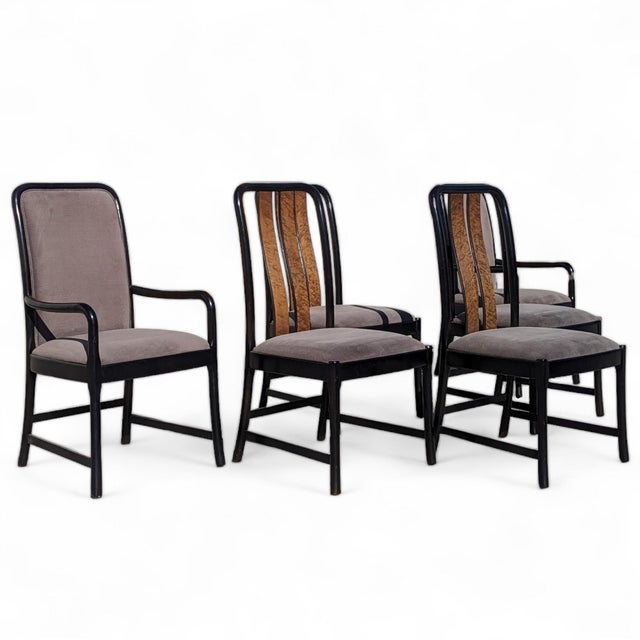 Postmodern Postmodern Dining Chairs by Bernhardt, Black Lacquer & Birdseye Maple, Set of 6, 1980s For Sale - Image 3 of 18