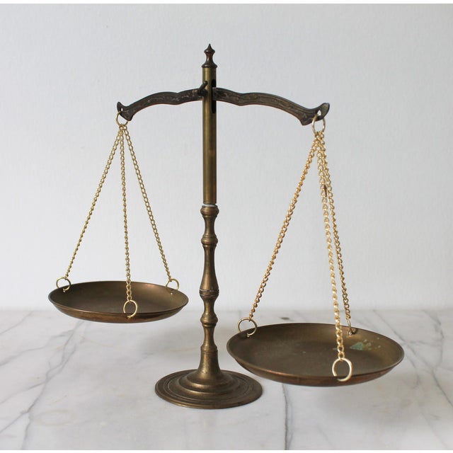American Vintage Brass Scales of Justice For Sale - Image 3 of 9