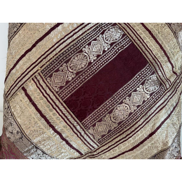 One-of-a-Kind Indian Silk Sari Brocade Pillow, Zari Embroidery, 1980 For Sale - Image 15 of 15