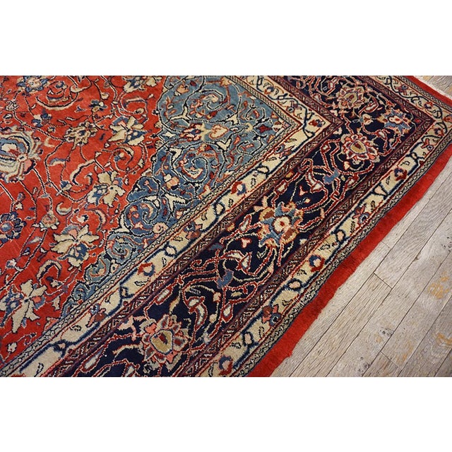 1940s Red Medallion Antique Persian Sarouk Rug 7'9"x 10'6" Handknotted Wool Carpet For Sale - Image 4 of 6