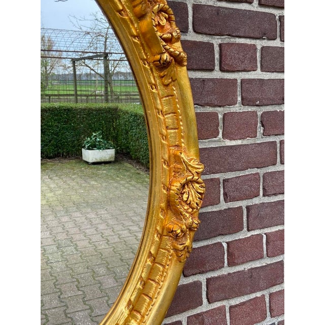 20thC Louis XVI Gilded Beech Oval Gold Leaf Wall Mirror For Sale - Image 16 of 18