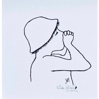 "The Whistler" Original Minimalist Figurative Drawing by Shabs Beigh For Sale