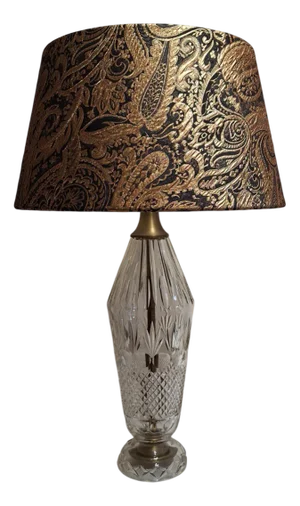 Vintage Table Lamp with Elaborately Cut Crystal Glass Base, 1970s
