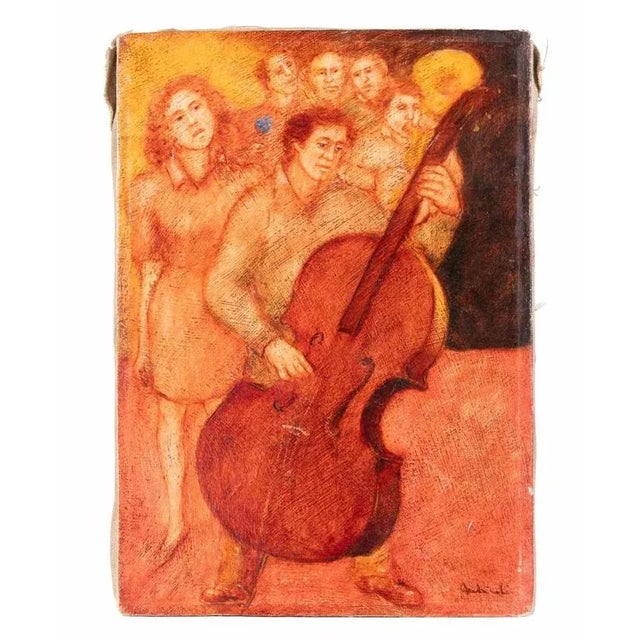 1990s Mimmo Andriuoli, Cellos and Bass, 1990s, Oil on Canvas For Sale - Image 5 of 5