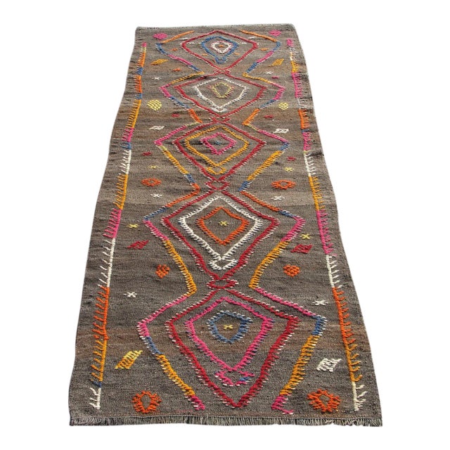 Vintage Turkish Kilim Runner Rug , Area Kilim for Livingroom,Bedroom , For Sale
