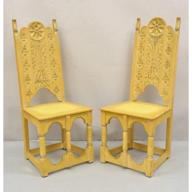 Gothic Vintage Gothic Renaissance Painted Hall Altar Console Table Chair Set - 4 Pc Set For Sale - Image 3 of 16