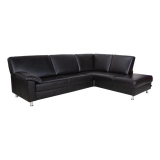 Concept Plus Corner Sofa in Black Leather from Ewald Schillig For Sale