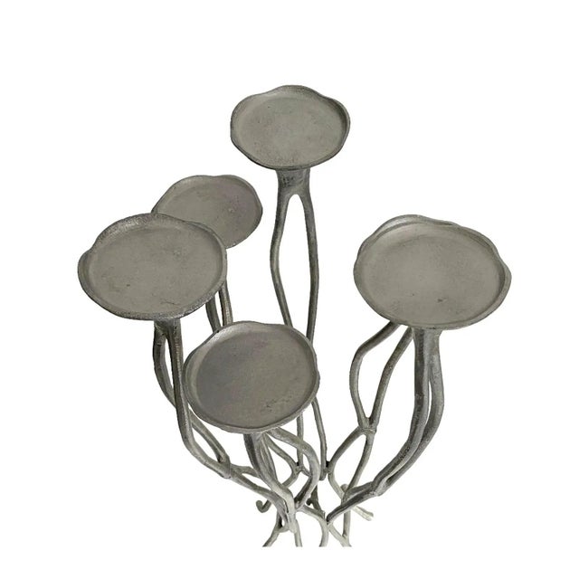Aluminum Candelabra Tree Roots Brutalist Tall Floor Multi Candle Holder For Sale - Image 4 of 7
