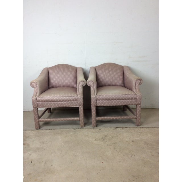 Pair Polka Dot Pink Accent Chairs For Sale - Image 11 of 12