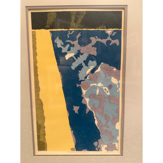 1980s Vintage Abstract Screenprint Reflections by the Pool Signed Limited Edition 9/29 Framed For Sale - Image 5 of 10