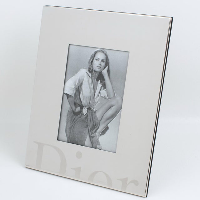 Contemporary Christian Dior Home Silver Plate Picture Frame with Engraved Dior Logo, 1990s For Sale - Image 3 of 9