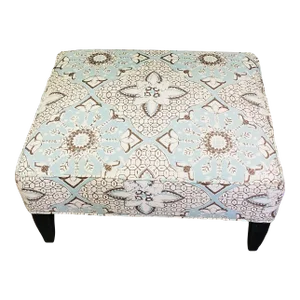 Quadrille China Seas New Batik Cloud New Brown Linen Ottoman