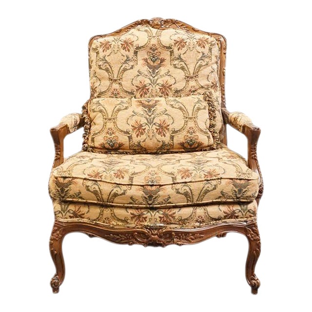 High End Louis XV French Provincial Accent Bergere Arm Chair For Sale