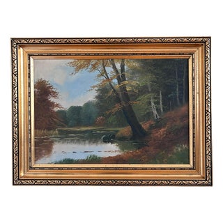 Landscape with Farmhouse, Oil Painting, Framed For Sale