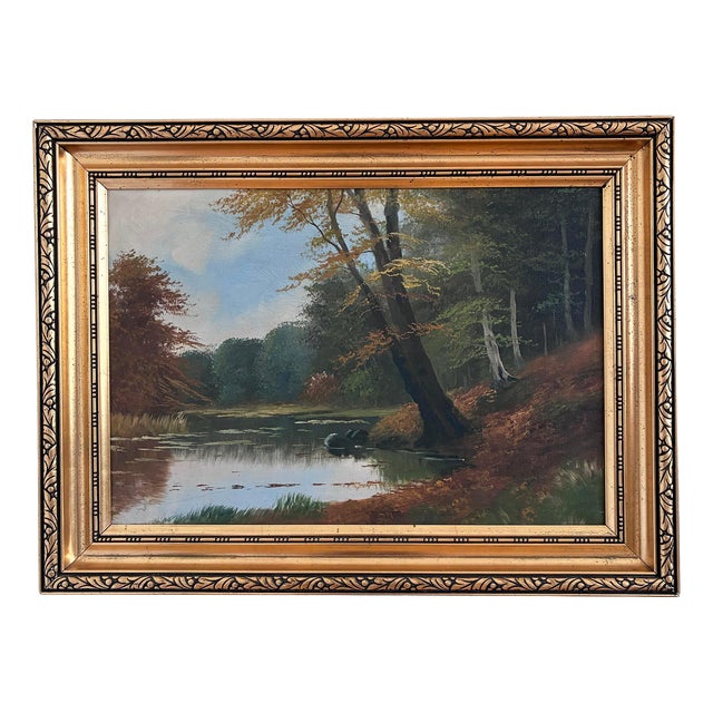 Landscape with Farmhouse, Oil Painting, Framed For Sale