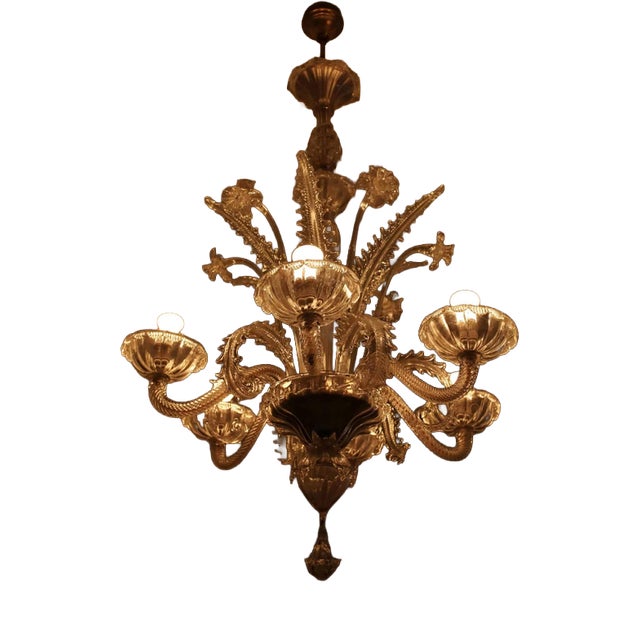 Venetian 6-Arm Chandelier in Murano Glass For Sale