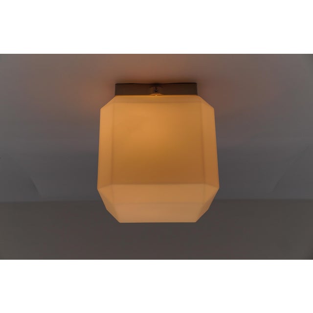 Gray Vintage German Cube Flush Mount in Opaline Glass, 1960s For Sale - Image 8 of 18