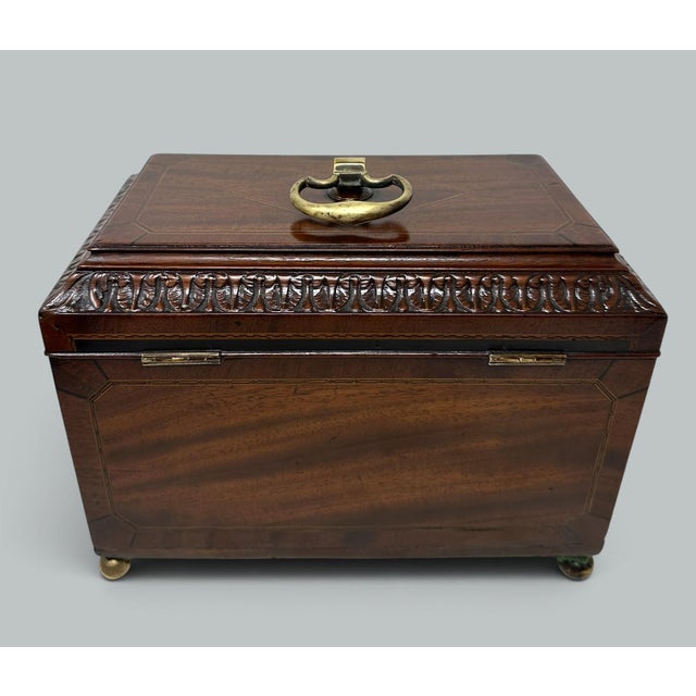 Ebony Antique English Wooden Georgian Chippendale Triple Tea Caddy 18c Irish Provenance For Sale - Image 8 of 11