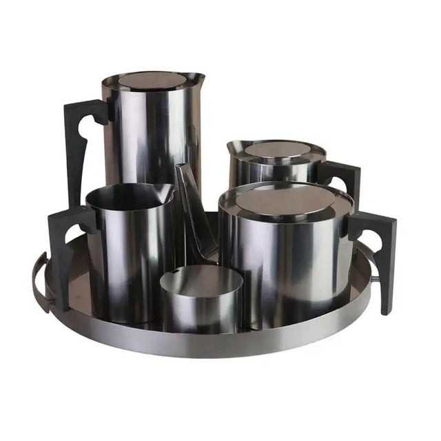 Vintage Danish Stainless Steel Tea Service by Arne Jacobsen, 1965, Set of 6 For Sale - Image 7 of 7