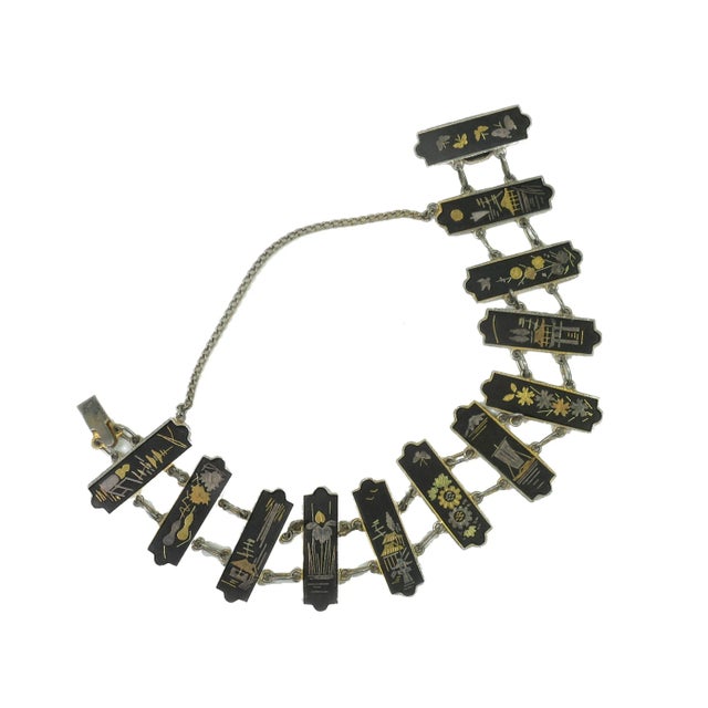 1940s Vintage Japanese Niellowork Bracelet 1940s For Sale - Image 5 of 7