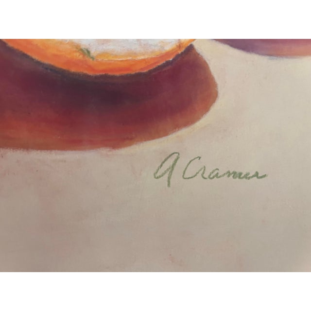 Realism Original Oil Pastel Still Life Orange Slices Citrus Fruit Painting Signed Cramer For Sale - Image 3 of 6