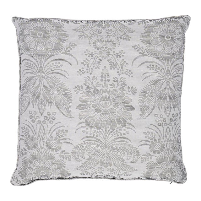 Schumacher Greta 20" Pillow in Grey For Sale