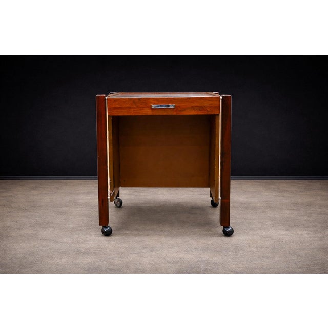 Jorge Zalszupin Side Table with Drawers & Wheels in Hardwood, Jorge Zalszupin, 1960s - Lot 567 For Sale - Image 4 of 12