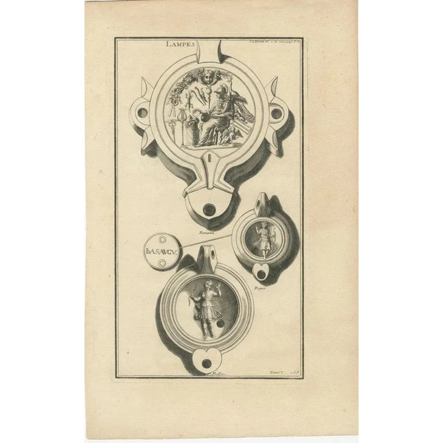 Montfaucon, Classical Lamps, 1722, Prints, Set of 2 For Sale - Image 3 of 6