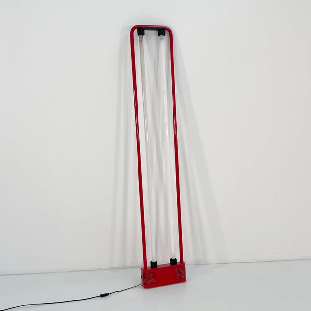 Big Red Double Neon Lamp by Gian N. Gigante for Zerbetto, 1980s, in Good conditions. Designed 1980 to 1989 This piece has...