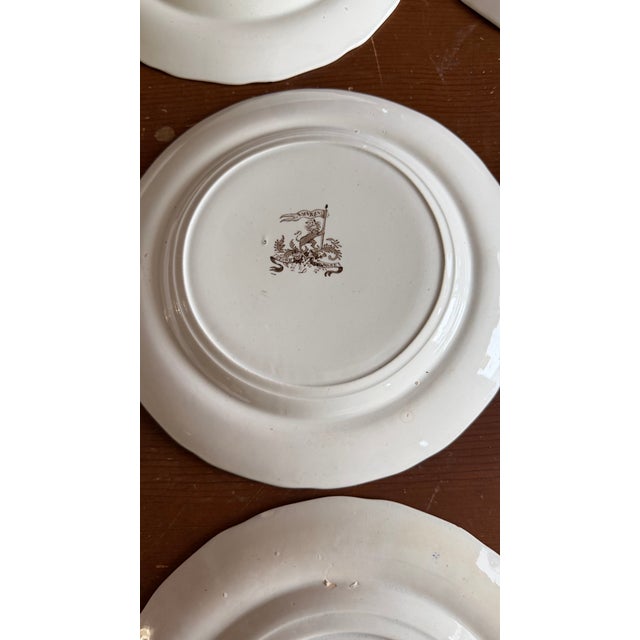 A Rare Set of 16 Brown Transfer Decorated Staffordshire Plates, “Nankin” by Dimmock, Circa 1830’s For Sale - Image 11 of 17