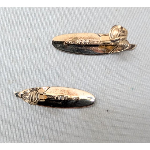 Vintage Signed Napier Goldtone Over Sterling Feather Clip Earrings-2 Pieces For Sale In Philadelphia - Image 6 of 8