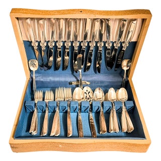 Complete 12 Places Settings Plus Extras South Seas Art Nouveau Silverplate Flatware - Set of 73 For Sale