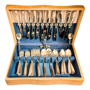 Complete 12 Places Settings Plus Extras South Seas Art Nouveau Silverplate Flatware - Set of 73