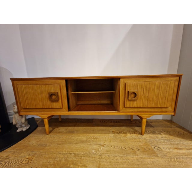 Mid-Century Blonde Sideboard with Sliding Doors, 1960s For Sale - Image 4 of 18