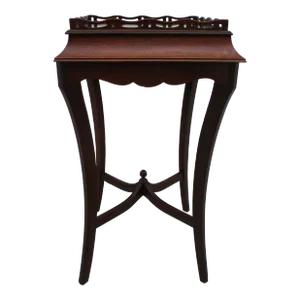 Square Mahogany Side Table With Wooden Gallery