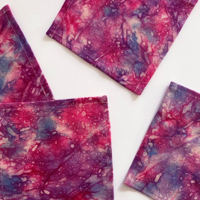 Hand Dyed Cocktail Napkins, Nightfall Abstract Pattern- Set of 4 For Sale - Image 4 of 7