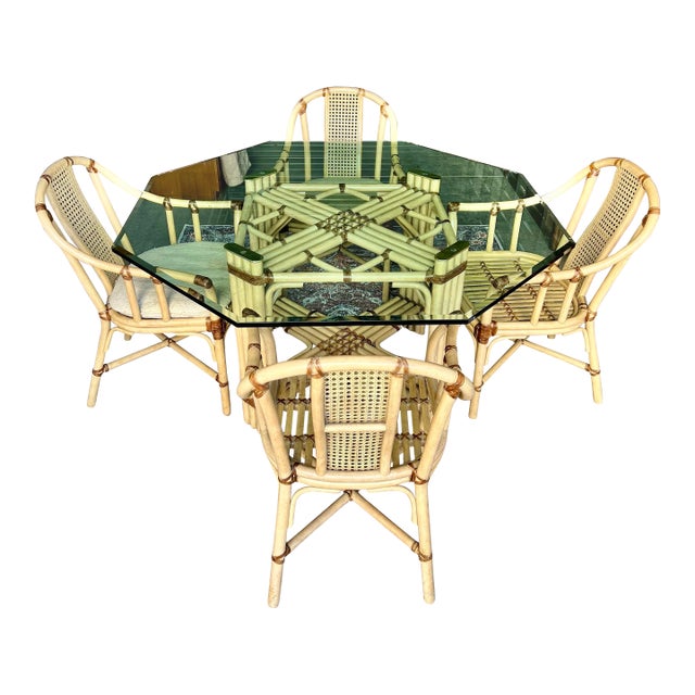 Vintage Drexel Heritage Rattan Dining Set For Sale
