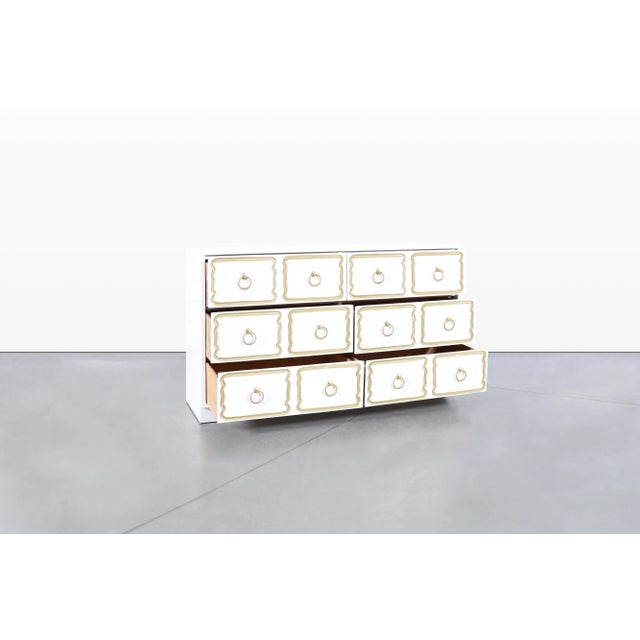 White Vintage Lacquered "España" Dressers in Style of Dorothy Draper For Sale - Image 8 of 11