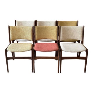 Mid 20th Century Mid Century Modern Chairs Reupholstered With Period Boucle Fabrics, Set of Six For Sale