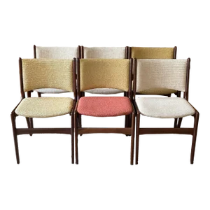 Mid 20th Century Mid Century Modern Chairs Reupholstered With Period Boucle Fabrics, Set of Six