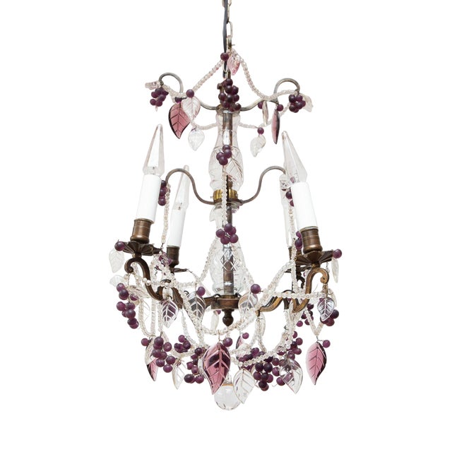 French Chandelier with Violet Crystals, 1890s For Sale