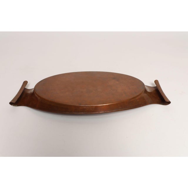 Copper Sculptural Arts and Crafts Copper Gondola Oval Tray Attributed to w.a.s. Benson For Sale - Image 8 of 15