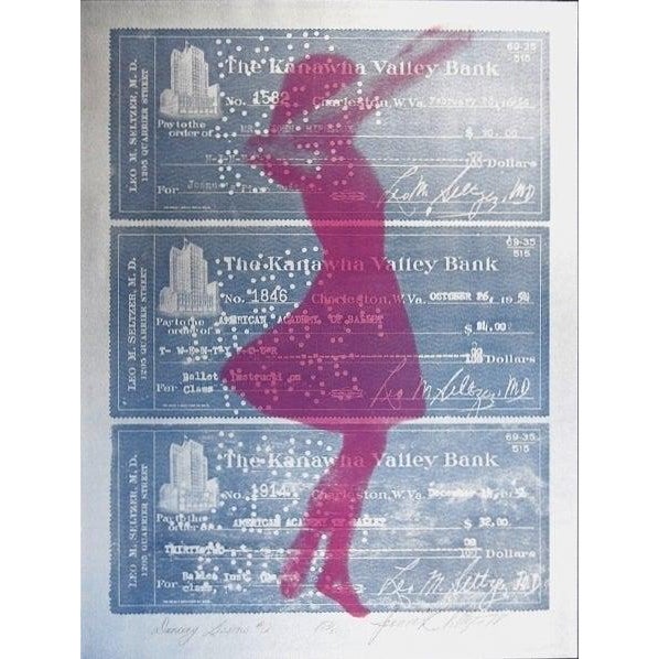 Printed on a slightly reflective metallic silver finished paper. there is a companion piece on a money green paper. A...