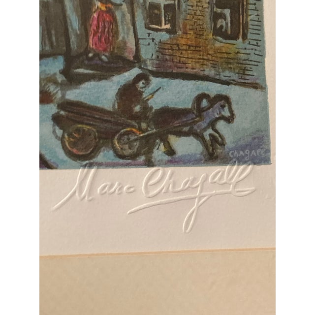 Mid 20th Century Lithographic Technique Reproduction of an Original Work by Marc Chagall. Name: Le Bouquet Et Le Village Bleu Year: For Sale - Image 6 of 12