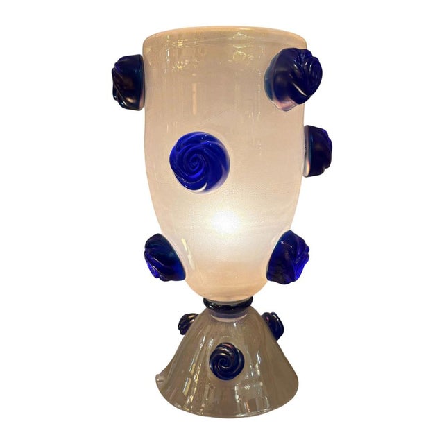 Lamps with Blue Murano Flowers by Carlo Colizza, 1980s, Set of 2 For Sale - Image 4 of 9