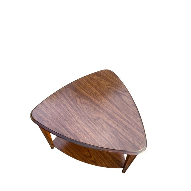 Vintage Mersman Mid-Century Modern Walnut Guitar Pick Two-Tier End Table, Model 63-5 For Sale - Image 9 of 11