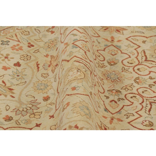 Textile Rug & Kilim’s Tabriz Style Rug in Cream and Red With Floral Patterns For Sale - Image 7 of 8